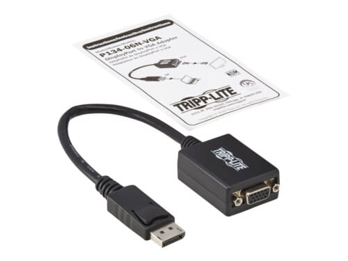 Tripp Lite 6in DisplayPort to VGA Adapter Active Converter DP to VGA M/F 6" - Adaptador de pantalla - DisplayPort (M) a HD-15 (VGA) (H) - 15.2 cm - negro