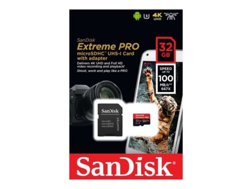 SanDisk Extreme Pro - Tarjeta de memoria flash (adaptador microSDXC a SD Incluido) - 32 GB - A1 / Video Class V30 / UHS-I U3 - 667x - microSDHC UHS-I