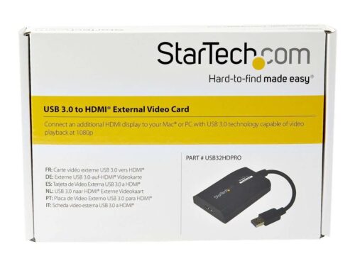 StarTech.com Adaptador Gráfico Externo Multi Monitor USB 3.0 a HDMI HD Certificado DisplayLink para Mac y PC - Tarjeta Gráfica Externa - Cable adaptador - USB Tipo A macho a HDMI hembra - 16 cm - negro - admite 1920x1200 (WUXGA) - para P/N: HDDVIMM3, HDMM12, HDMM15, HDMM1MP, HDMM2MP, HDMM3, HDMM3MP, HDMM50A, HDMM6, HDPMM50
