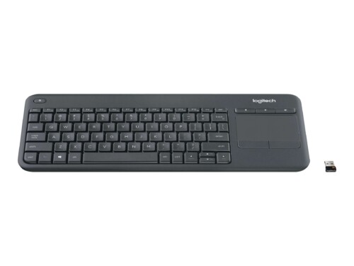 Logitech Wireless Touch Keyboard K400 Plus - Teclado - con panel táctil - inalámbrico - 2.4 GHz - negro