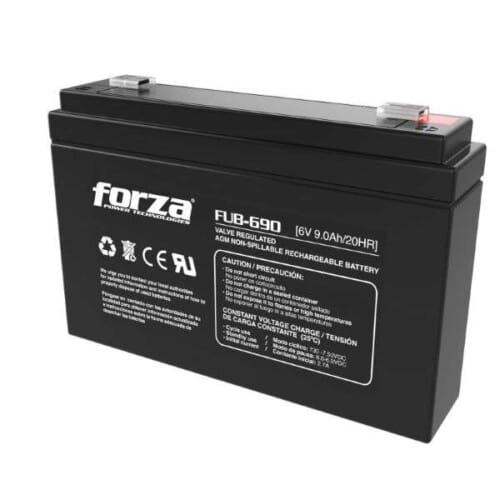 Forza FUB-690 - Battery - DC 6V - 9 Ah - batería VRLA - Batería recargable que se puede montar en cualquier orientación y no requiere mantenimiento.