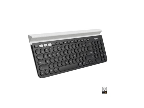 Logitech - Keyboard - Wireless - Spanish - 2.4 GHz / Bluetooth - Ergonomic Design - Black (keyboard) / Black and white