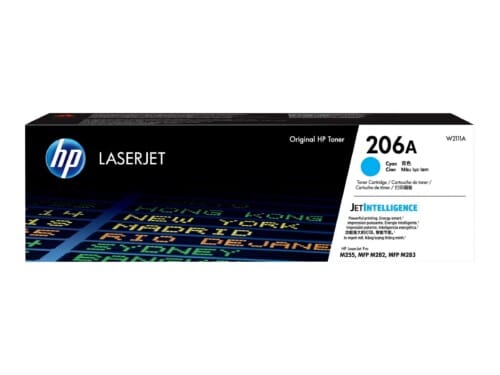 HP 206A - Cián - original - LaserJet - cartucho de tóner (W2111A) - para Color LaserJet Pro M255dw, M255nw, MFP M282nw, MFP M283cdw, MFP M283fdn, MFP M283fdw